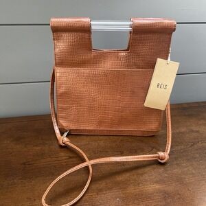 NWT Beis Crossbody Tan/ Cognac Vegan Crocodile Finish Bag Purse-CLASSIC!!